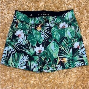 White House Black Market Tropical Print Jean Shorts